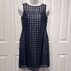 Lauren Ralph Lauren Navy Blue Sleeveless Medallion‎ Sheath Dress Size 8P